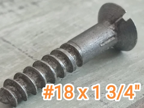 #18 x 1 3/4"  SPECIAL OLD IRON SLOTTED 6pcs ANTIQUE WOOD SCREWS XXL HEAD  5/8" Cover