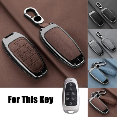 Leather Zinc Alloy Car Smart Key Fob Case Cover Bag For Hyundai Nexo Sonata 2019 - Image 1 of 4