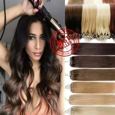 Micro Ring Loop Hair Extensions Silicone Micro Beads Micro Link Real Human Hair - Image 1 of 4