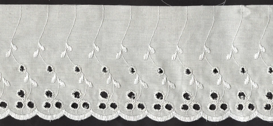 5" IVORY FLAT EYELET EMBROIDERED SEWING TRIM 11 YARDS  - Image 1 of 1