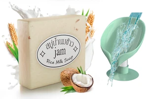 Sapone latte gelsomino riso thailandese originale fatto a mano collagene gluta con portafoglie - Foto 1 di 6