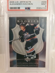 2005-06 UD Artifacts Alexander Ovechkin Rookie Card #247/750 Mint PSA 9