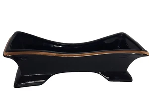 StanfordWare Window PLANTER Sebring OHIO MCM Sleek Black Gold Trim 11.5" X 4.5" - Picture 1 of 3