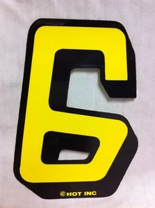Rare NOS Yellow HOT INC Number 6 Old School BMX Plate Decal Sticker Incorporated - Picture 1 of 1