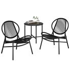 Garden Bistro Set 3 Pieces Acapulco Chairs Outdoor Seating Ink Black Side Table