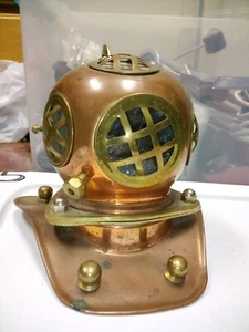 Mini Diving Helmet 8” Brass Desk Decor Scuba Vintage - Picture 1 of 8