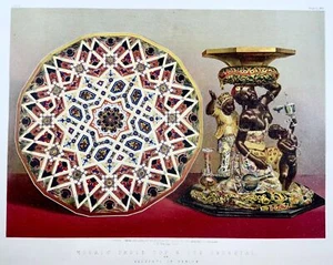 1862 Mosaiktisch, Sockel, Salviati, Waring, großes Folio, Chromolithograph, ar - Bild 1 von 2