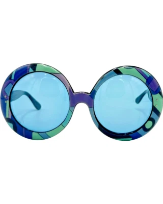 Vintage Emilio Pucci Sunglasses Round Oversized 1960s Mod Palm Royale - Image 1 of 4
