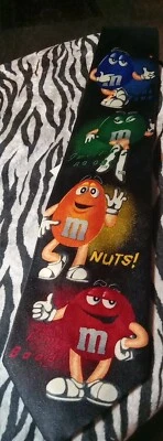 Corbata de cuello negra piezas de caramelo de chocolate vintage M&Ms diseño colorido nueva con etiquetas Foto 1 de 4