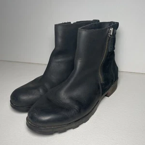Sorel Emelie Reißverschluss Stiefeletten Bootie schwarz Leder Wildleder – Damengröße 8 - Bild 1 von 14