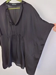 Oska Black kaftan Tunic Cover Up Lightweight Cool Size 1 Comfort 8-10 - Picture 1 of 12