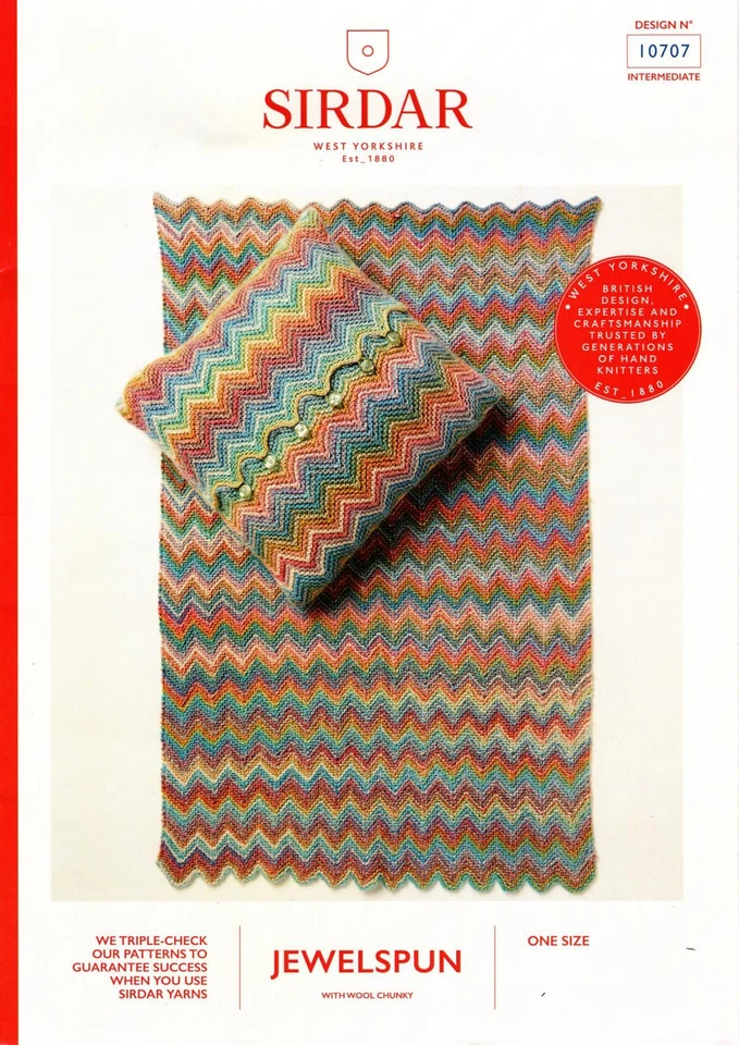 Sirdar 10707 Knitting Pattern Ripples Blanket Cushion in Jewelspun  Wool Chunky - Image 1 of 1