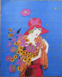 Art Deco französischer 30er Jahre Großdruck, Hutschachtel oder Riesen Bonboniere Top, Farblitho - Bild 1 von 1