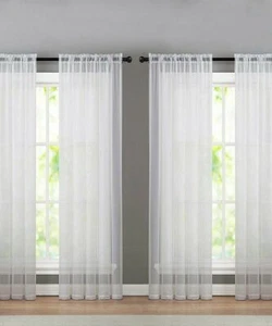 Panel de ventana de cuatro piezas de gasa transparente blanco Kate Aurora - Imagen 1 de 2