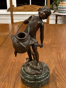 Vintage Auguste Moreau Bronze Skulptur Le Pot Casse Akt Jung Figur SIGNIERT - Bild 1 von 24