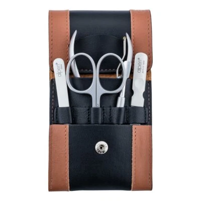 TIJERAS DE UÑAS ALPEN ITALY 5 PIEZAS MANICURA SET ESTUCHE / CUERO MARRÓN Foto 1 de 3