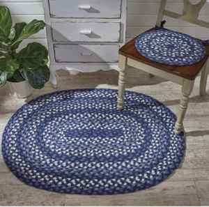 Bluestone Braided Rectangle Area Rug. 32” x 42”. Rug Runner By Park Designs - Picture 1 of 3