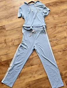 Kittenish Two-Piece Blue Casual Sporty White Stripe Set Sz XL Soft (Runs Small) - Picture 1 of 15