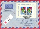 Schweiz 50 Jahre Stiftung Pro Juventute Block 1962 als Luftpost und Einschreiben