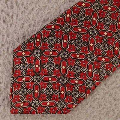 Corbata Gant Rojo Azul Entrelazado Geométrica 100% Seda Edición Limitada 3.75" Foto 1 de 4