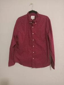 American Eagle Mens Sz Large Dress Button Down Long Sleeve Casua Diamond Print - Picture 1 of 7