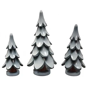 Juego de 3 estatuillas de madera alemanas de árboles de Navidad cubiertos de nieve Pinnacle Peak Trading - Imagen 1 de 1