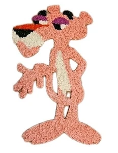 Vintage 1970er geschmolzenes Kunststoff Popcorn 21" rosa Panther Wandkunst hängende Dekoration selten - Bild 1 von 7