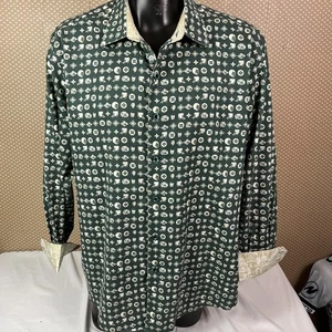 Robert Graham Green Print Contrasting Cuff Shirt Size 2XL - Picture 1 of 17