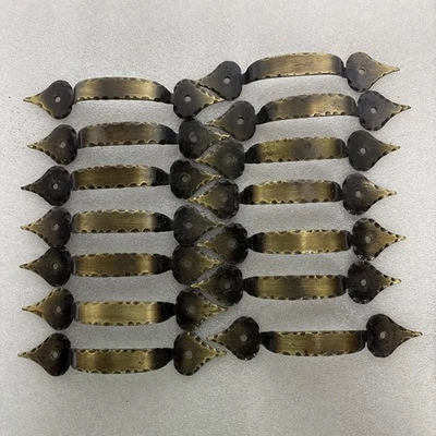 Vintage 5 inch Brass Steampunk Spade Tip Cabinet Door Drawer Pulls set of 14 - Image 1 of 4