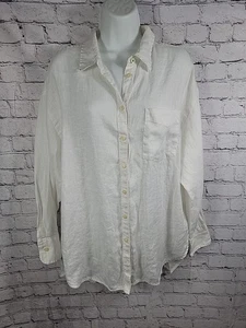 Womens Maeve Anthropologie White Linen Tunic Button Up Top Size Med - Picture 1 of 7