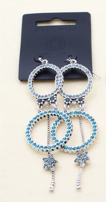 Pendientes PILGRIM Azul Swarovski Cristal Brillante Estrellas Plata Joyas De Colección Foto 1 de 4