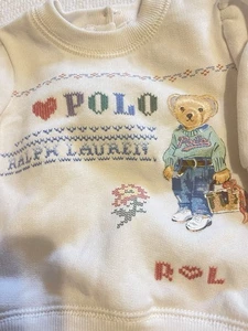 Polo Ralph Lauren Sweatshirt Baby Bär bestickt Puffärmel 3M - Bild 1 von 5