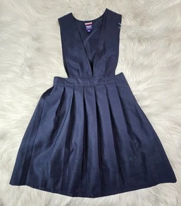 French Toast Little Girls' Toddler V-Neck Pleated Jumper, Navy, 7 - Picture 1 of 8