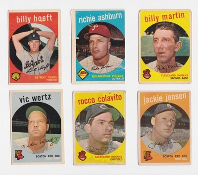 Lot of 6  of 1959 Topps baseball. Billy Martin Richie Ashburn HOF Rocco Colavito - Image 1 of 2