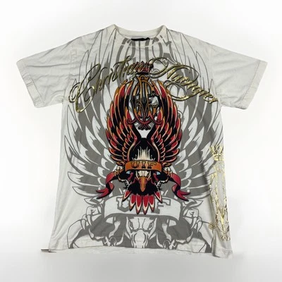 Vintage Christian Audigier Shirt Mens S Eagle Goth Tattoo Graphic AOP Off-white - Изображение 1 из 4