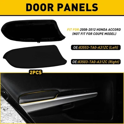 Paneles de reposabrazos de puerta lateral izquierda y derecha de cuero negro para Honda Accord 2008-2012 Foto 1 de 4