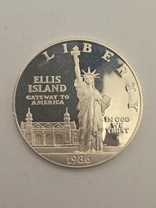 1986-S UNITED STATES Ellis Island Statue Liberty Proof Silber Dollar Münze - Bild 1 von 9