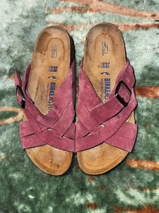 Birkenstock Lugano Sandaletten rosa Wildleder Damen Gr. 38 L 7 Weichbettung - Bild 1 von 9
