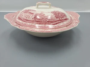 Johnson Brothers England Old Britain Castles rosa/rot Gemüseschale mit Deckel - Bild 1 von 9