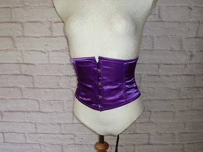 PURPLE SATIN WASPIE UNDER BUST CORSET 24 IN WAIST SIZE 8 TO 10 HOURGLASS BELT - Image 1 of 4