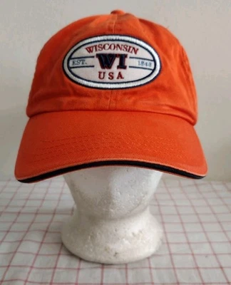 Wisconsin WI Est 1848 USA Cap Hat Orange Mens Womens Adjustable Embroidered - Image 1 of 4