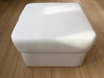 Leder Sitzhocker Fußhocker Polsterhocker Creme 57x57 cm - Bild 1 von 4