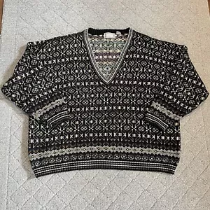 Vintage Beton Mix Mehrfarbig Coogi Stil Pullover Herren Größe 4X Großer V-Ausschnitt - Bild 1 von 14