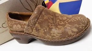 BORN CONCEPT b.o.c. Zapatos de mula zueco sin cordones de cuero marrón para mujer talla 7 medianos - Imagen 1 de 9