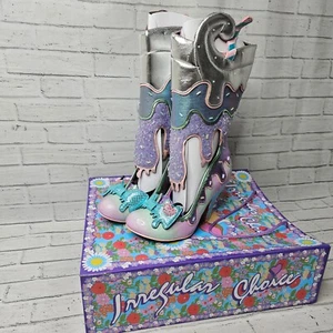 Irregular Choice Women's Cherry on Top Knee High Boots Lilac Multi UK 5 Zip Heel - Picture 1 of 13