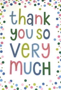"Thank You So Very Much" LARGE Dotty Colourful Thank You Card by Simson Cards - Bild 1 von 5