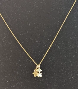 Lavz 18ct Gold Vermeil on Sterling Silver Chain + 2 Baby Diamond Set Charms - Picture 1 of 2