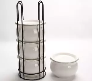 Temp-tations Woodland 9-Piece Set Stack-a-Bowls with Wire Rack White New No Box - Picture 1 of 4