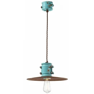Lámpara de Araña Colgante Cerámica Vintage Retro Azul Cielo Y Herrumbre FLR-26 - Imagen 1 de 8