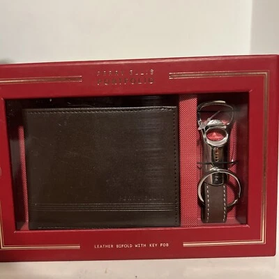 Perry Ellis Mens Keychain Set Bifold Wallet With Pocket Multi Tool Brown - Image 1 of 4